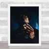 Portrait Half Body Man Hat Smoke Smoking Cigarette Focus Hand Wall Art Print