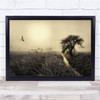 Morning Mood Creative Edit Landscape Bird Tree Denmark Sepia Wall Art Print