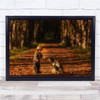 Give And Take Child Girl Dog Childhood Autumn Fall Road Way Wall Art Print