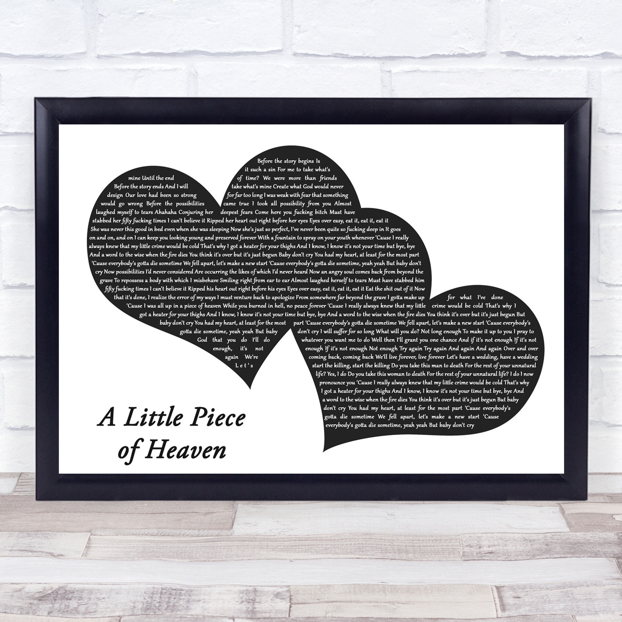 Avenged Sevenfold A Little Piece of Heaven Landscape Music Script Two  Hearts Song Lyric Print - Song Lyric Designs