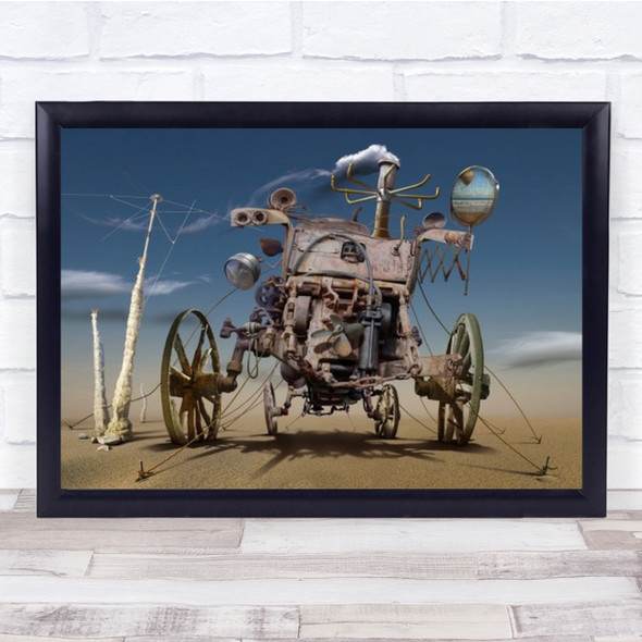 K 316 Creative Edit Machine Mirror Rust Rusty Wheel Surreal Wall Art Print