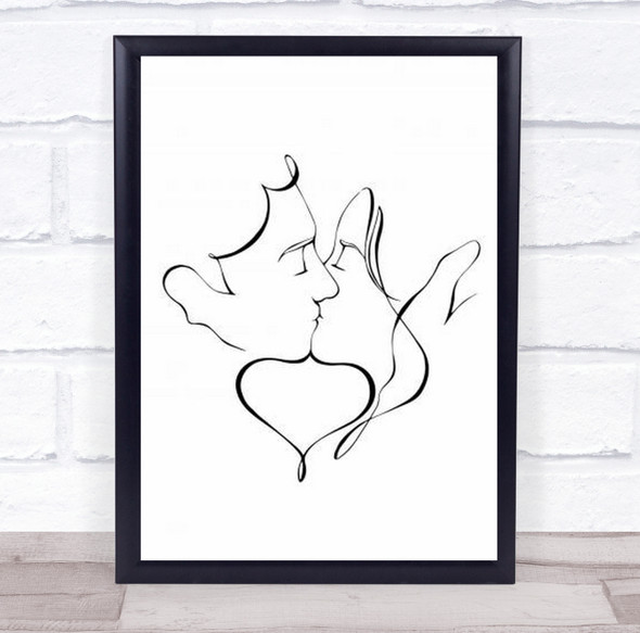 The Kiss Illustration Emotion Couple Love Tender Tenderness Wall Art Print