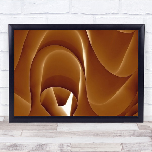 Hank Of Light Lamp Shape Abstract Curve Gold Golden Orange Wall Art Print
