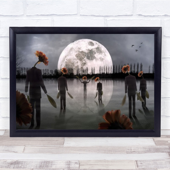 The Mysterious Cult Moon Surreal Montage Sunflower Mystery Wall Art Print