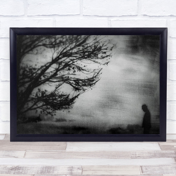 Tree Abstract Creative Edit B&W Texture Man Hat Silhouette Wall Art Print