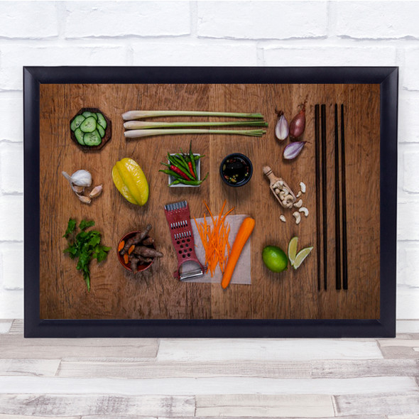Vietnamese Tastes Kitchen Table Food Chopstick Carrot Lime Wall Art Print