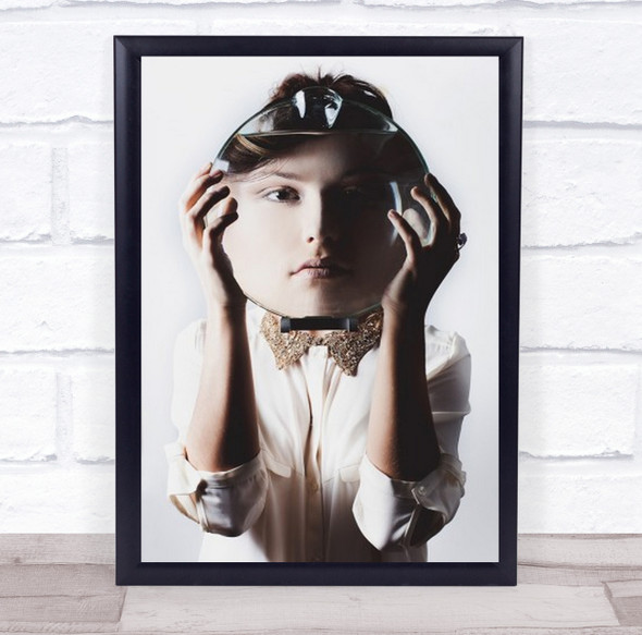 Aqua White Reflection Portrait Fashion Fish Bowl Big Face Wall Art Print
