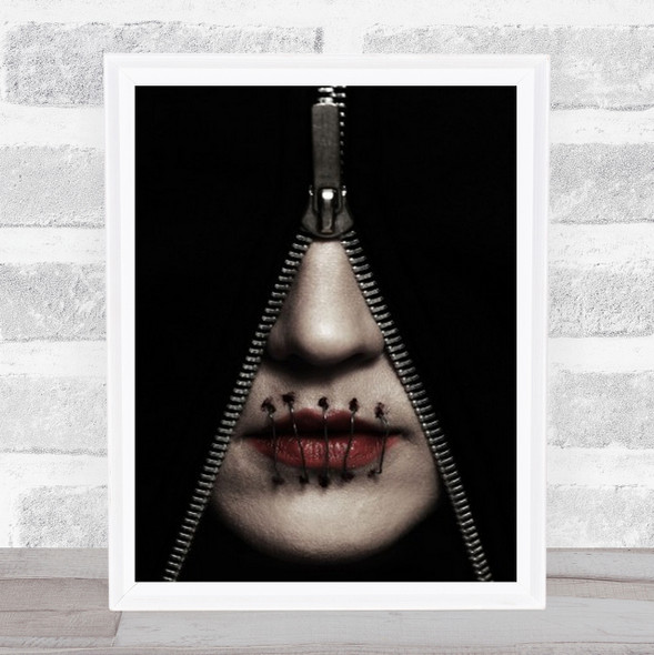 The Harsh And Unpleasant Thruth Zip Wire Black Nose Mouth Wall Art Print