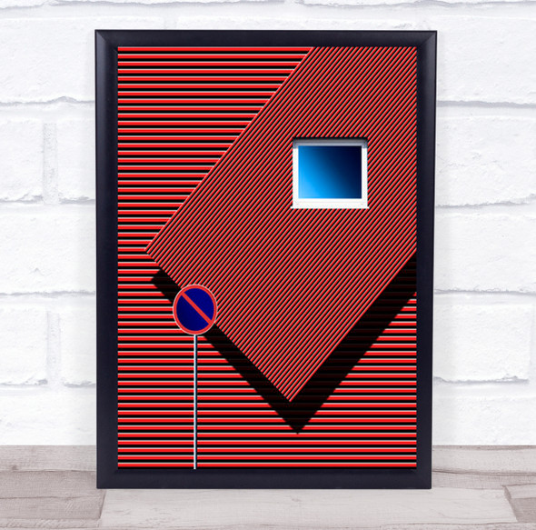 Blues And Reds Blue Red Abstract Lines Window Urban City Wall Art Print