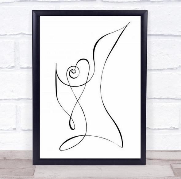 Heart Shapes Lines Line Art Illustration B&W Black And White Wall Print