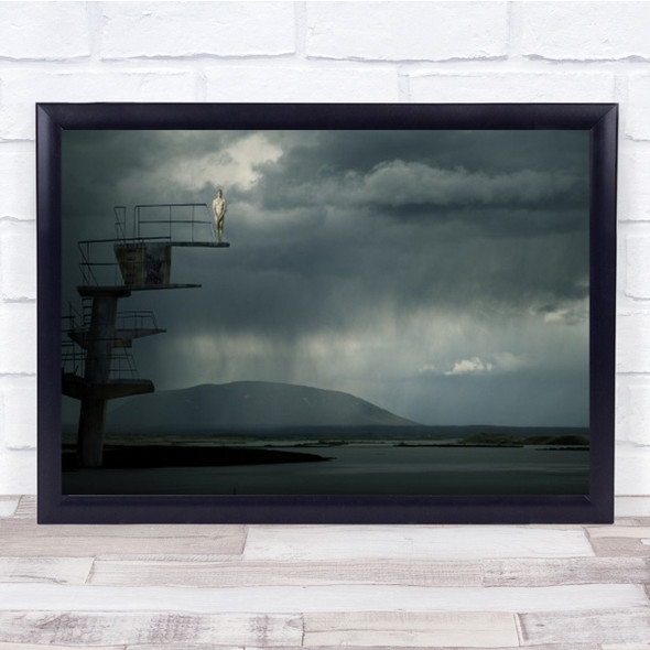 Jumping Jack Diving Tower Concrete Weather Storm Raining Wall Art Print