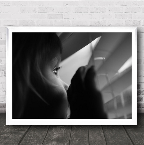 Searching For Something Child Portrait Window Shades Eye Wall Art Print