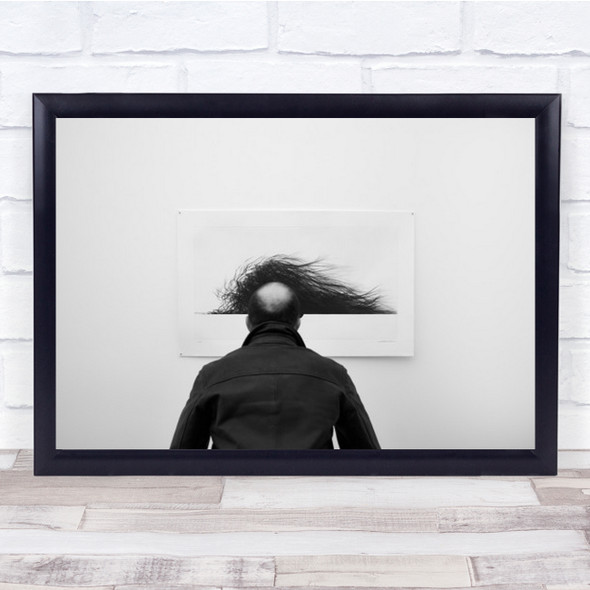 Wig Head B&W Museum Gallery Portrait Painting Man Humour Wall Art Print
