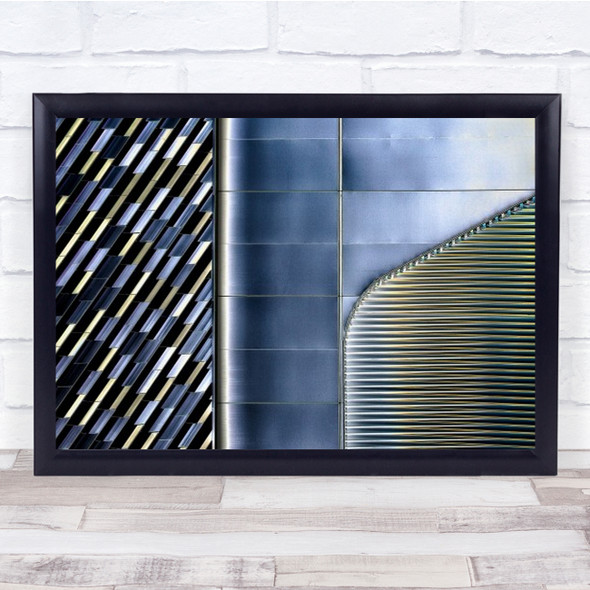 Lines, Shapes And Color Graphic Metal Blue Modern Steel Wall Art Print