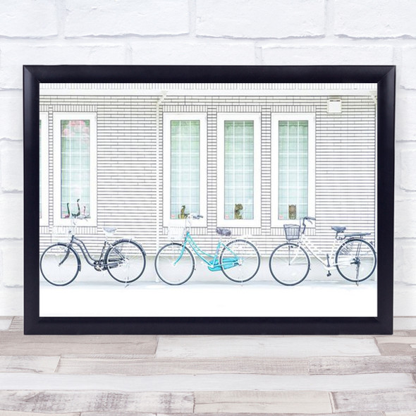 Alignment Bike Bikes Windows Wall Trio Bicycle Architecture Art Print