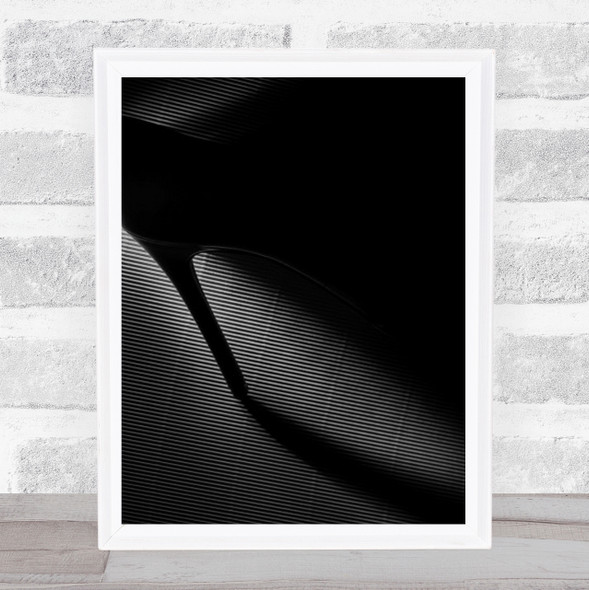 Black Heel Down Abstract Shoe Lines Stripes Shadow B&W Wall Art Print