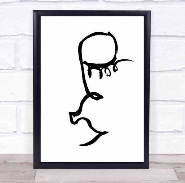 Half Face Black Illustration Line Art Lines B&W And White Wall Print