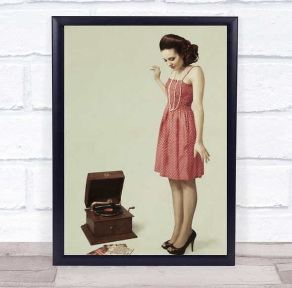 Pin Up Girl Iii Pinup Vintage Old Boom Record Records Wall Art Print