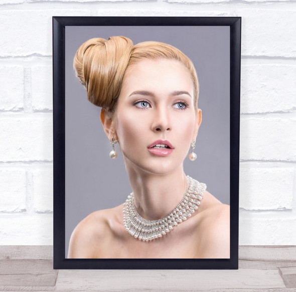 Beauty Of Katya Hair In Bun Side Face Woman Necklace Wall Art Print