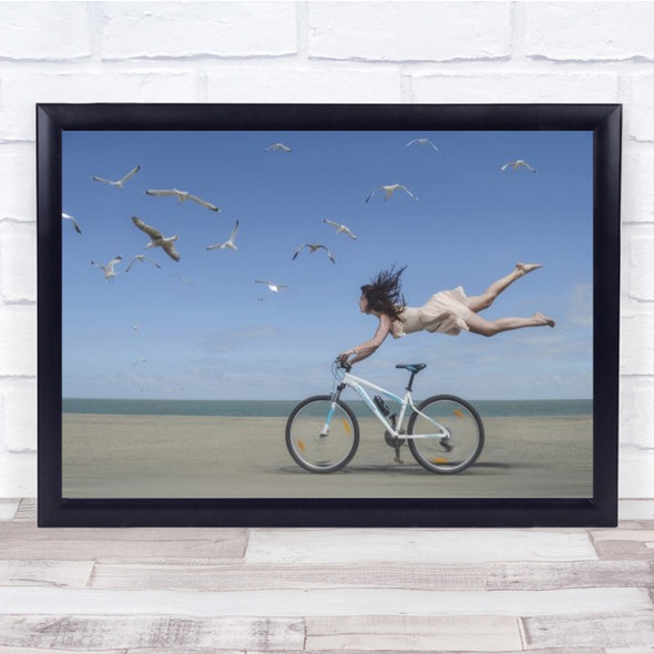 Flycling Creative Edit Cycle Bicycle Ride Fly Flying Wall Art Print