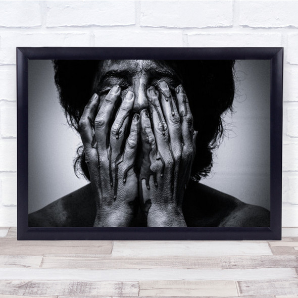 Woman Female Face Eye Finger Liquid Cry Crying Paint Wall Art Print