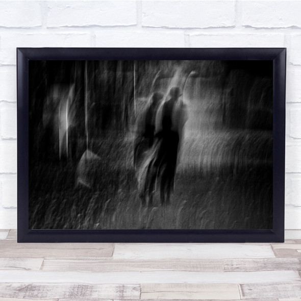 Vanishing Garderen Netherlands B&W Dark People Blur Wall Art Print