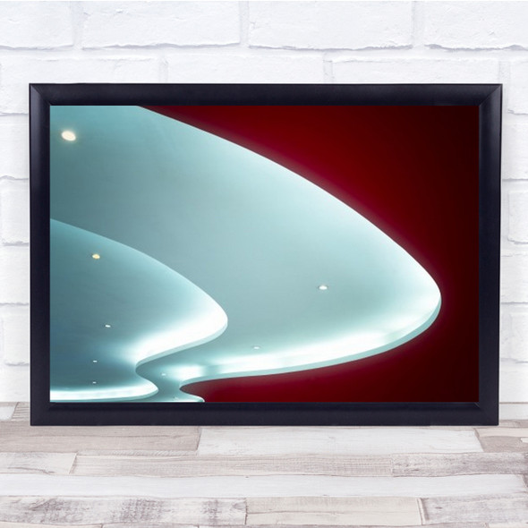 Fish Shaped Ceiling Red Future Futuristic Abstract Wall Art Print