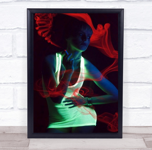 Glow Creative Edit Edited Woman Pose Light Glowing Wall Art Print