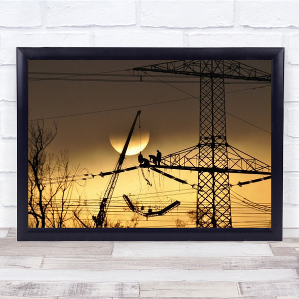 To Polish The Sun Power Cables Wires Strings Crane Wall Art Print