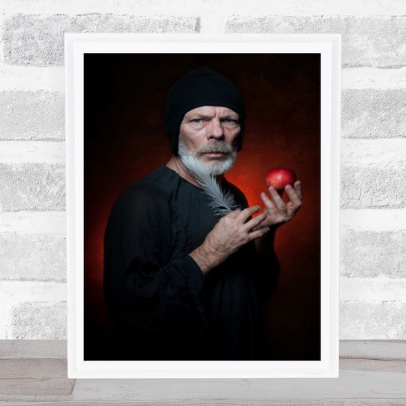 Knowledge And Sin Poland Man In Cap Holding Apple Wall Art Print