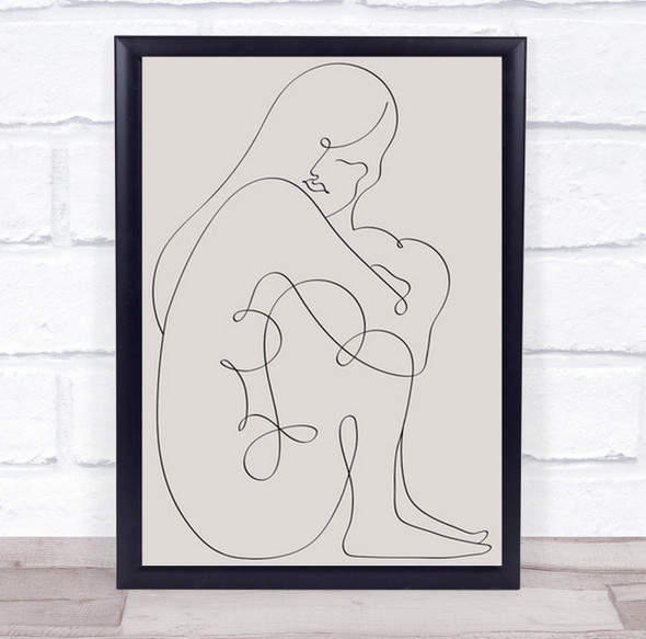 Woman Lines Black Line Art Illustration Girl Graphic Wall Print