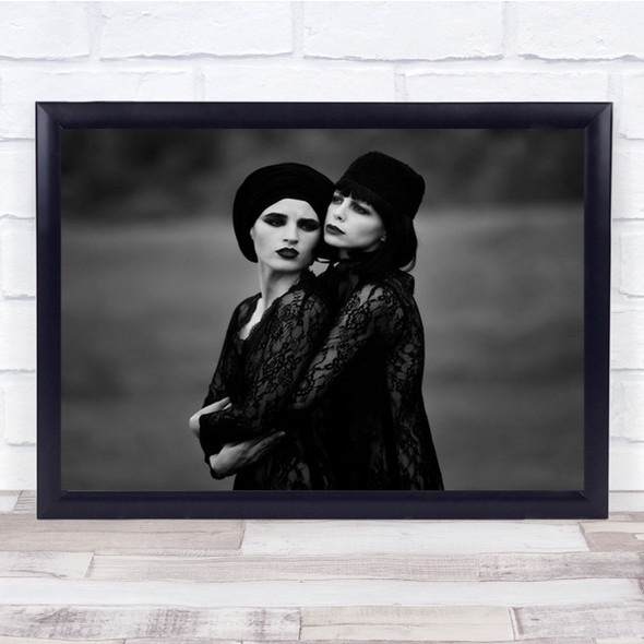 Portrait Lace Couple Pair B&W Model Woman Bokeh Wall Art Print Portrait Lace Couple Pair B&W Model Woman Bokeh Wall Art Print