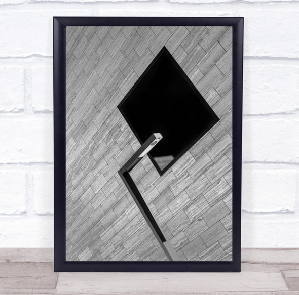 Angles Wall Facade B&W Graphic Diagonal Lamp Street Art Print