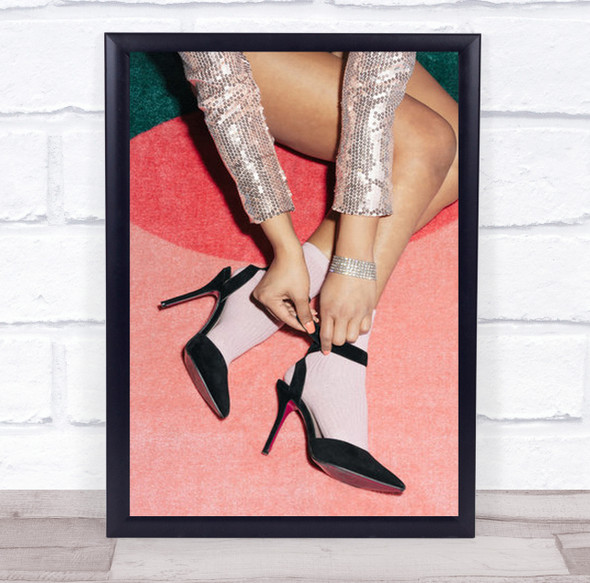 Getting Ready Pink Heels Fashion Studio Party Wall Art Print