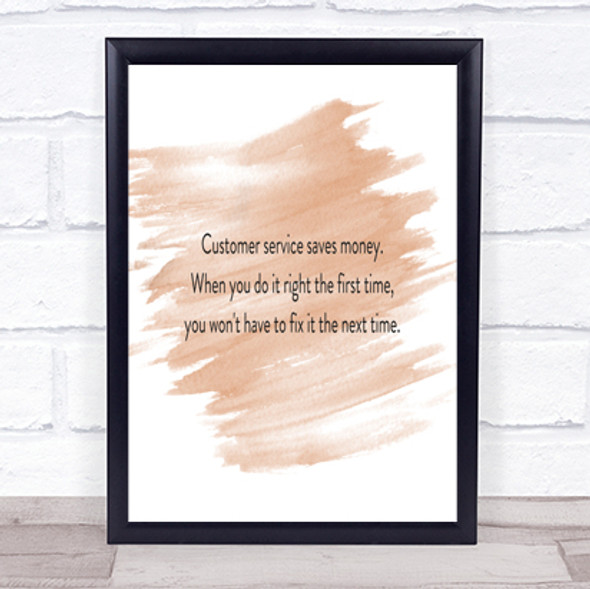 Customer Service Saves Money Quote Print Watercolour Wall Art