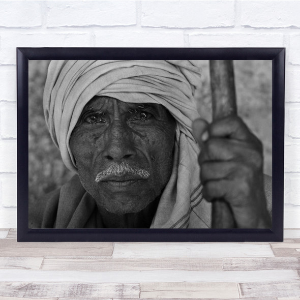 Life Is A Moving Target Old Man With Stick Wall Art Print