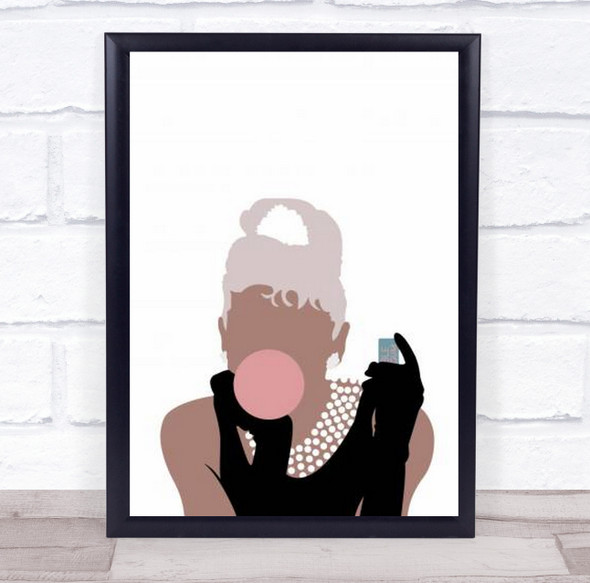 Bubblegum Girl Woman Fashion Illustration Wall Art Print