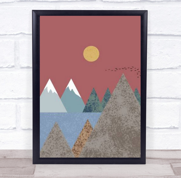 Mountain Landscape Illustration Mountains Wall Art Print