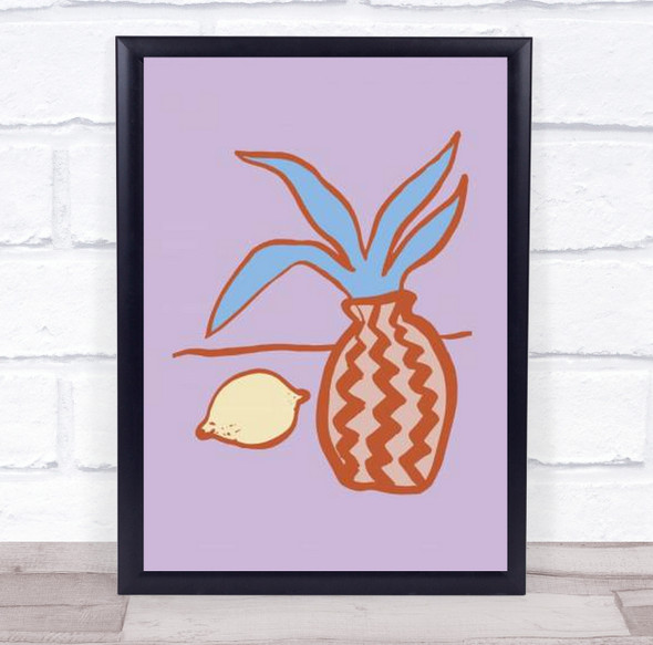 Lilac Lemon Fruit Botanical Illustration Wall Art Print