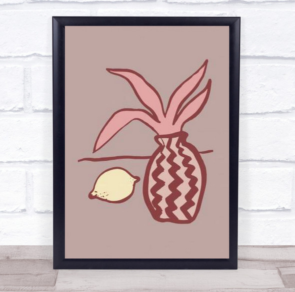 Pink Lemon Plant Illustration Botanical Wall Art Print