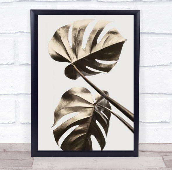 Monstera Gold 08 Leaf Botanical Studio Wall Art Print