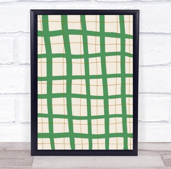 Green Grid Graphic Lines Illustration Wall Art Print