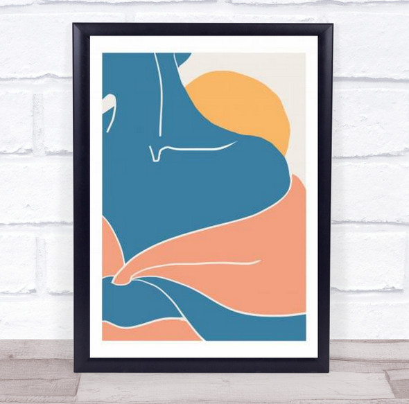 Blue Shoulder Woman Illustration Sun Wall Art Print