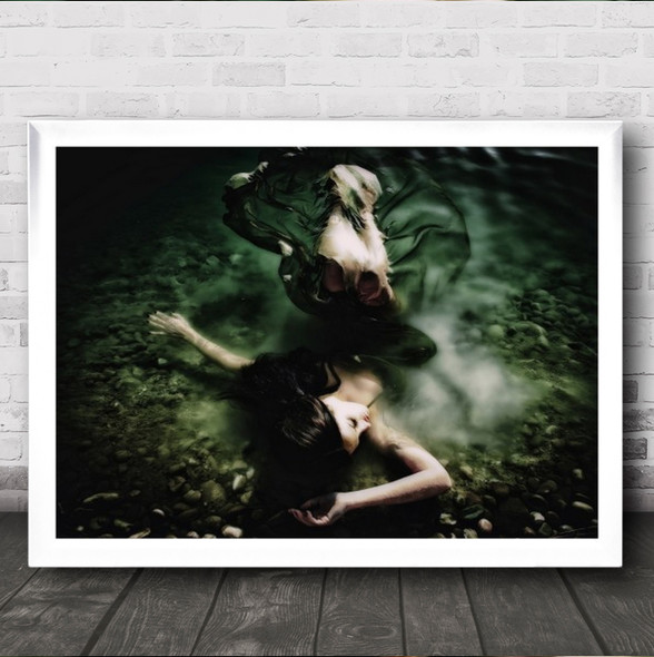 Mermaid Laying In Water Posing Wall Art Print