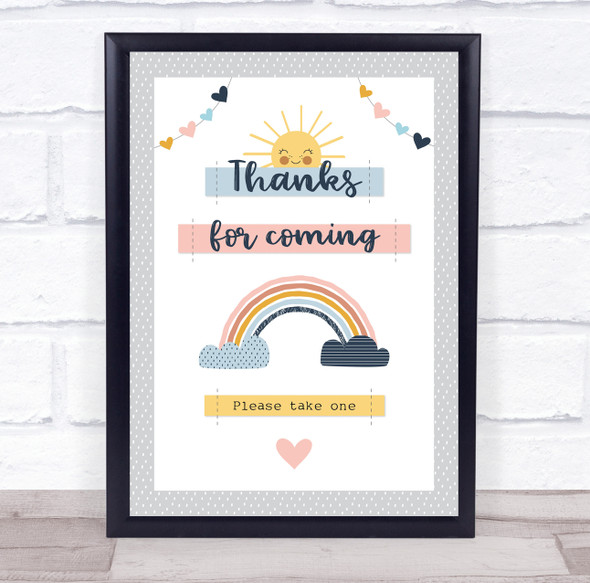 Baby Shower Thanks For Coming Cute Sun Grey Personalized Event Party Sign