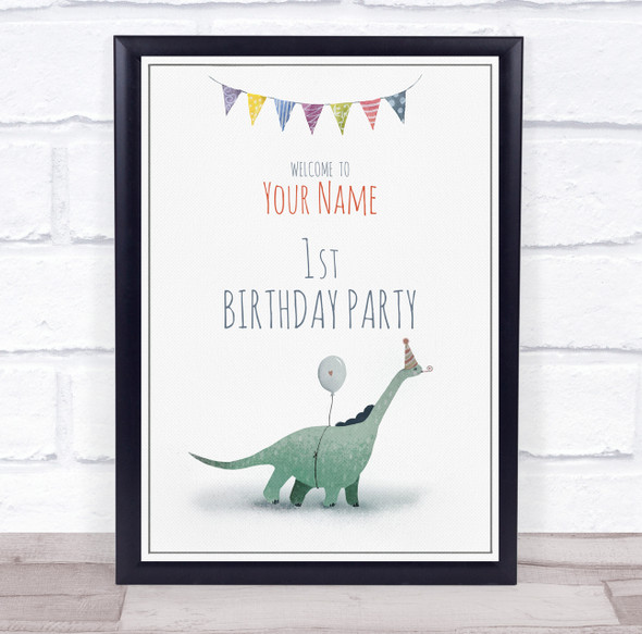 Dinosaur Balloon White Welcome Birthday Personalized Event Party Decoration Sign