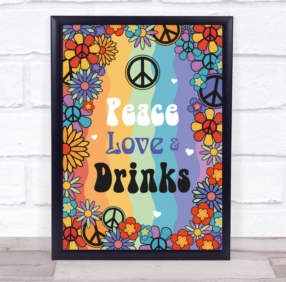 1960 60's Birthday Hippie Peace Drink Personalized Event Party Decoration Sign
