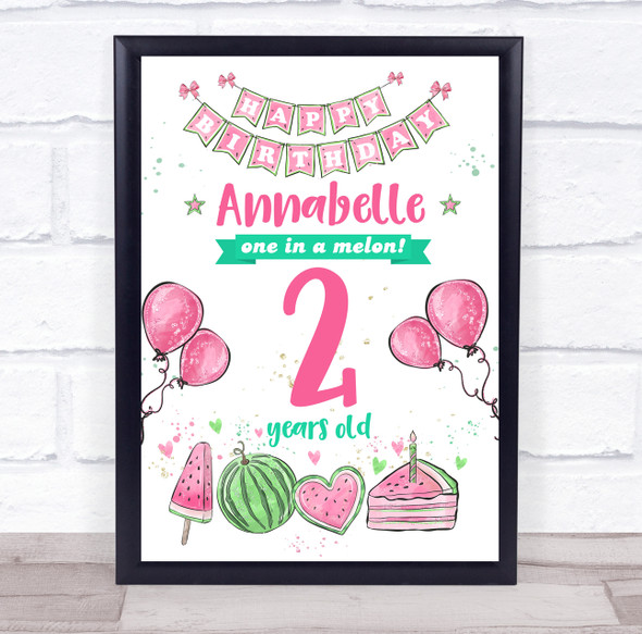 One In A Melon Pink Birthday Personalized Event Occasion Party Decoration Sign