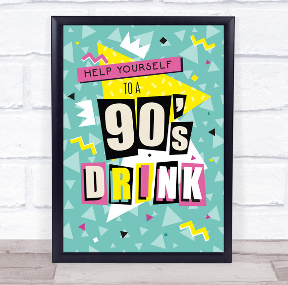1990 90's Green Retro Birthday Drink Personalized Event Party Decoration Sign
