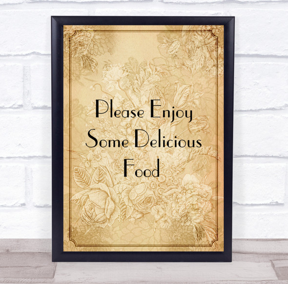 Rustic Border Please Enjoy Some Delicious Food Personalized Event Party Sign